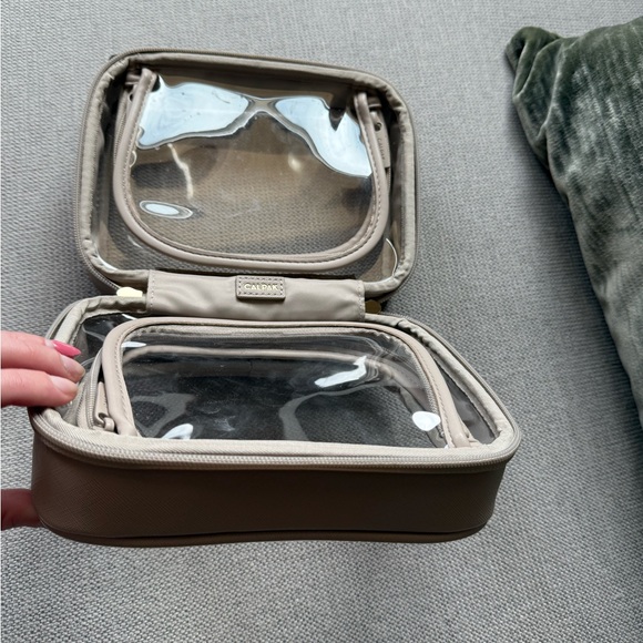 Calpak Beige Clear Cosmetic Case with Gold Hardware and Top Handle - Picture 8 of 13